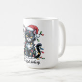 Naughty Cat Christmas Mug – Funny Santa Hat  Koffiemok (Voorkant rechts)