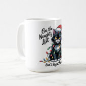 Naughty Cat Christmas Mug – Funny Santa Hat  Koffiemok (Voorkant links)