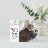 Naughty Cat Funny Beste Santa Letter Fotokat Naam Feestdagenkaart (Staand voorkant)