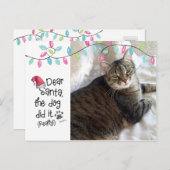 Naughty Cat Funny Beste Santa Letter Fotokat Naam Feestdagenkaart (Voorkant / Achterkant)