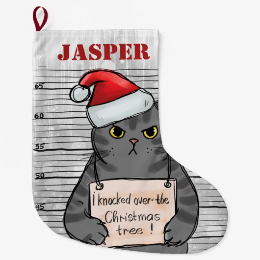 Naughty Cat Personalized Grote Kerstsok (Voorkant)