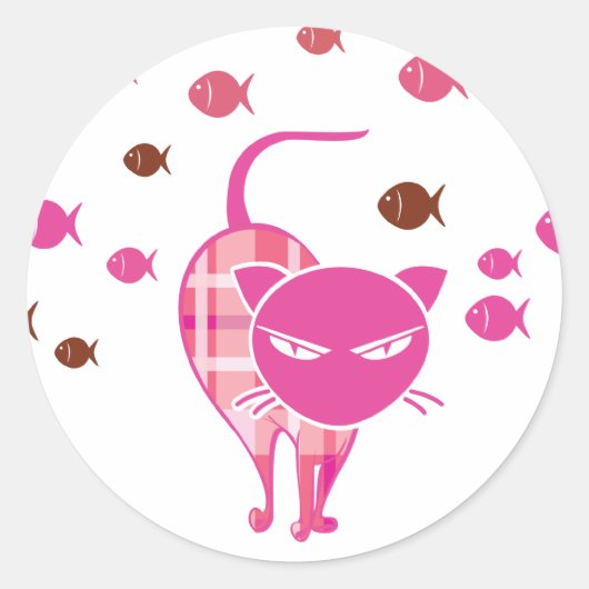 Naughty Cat Ronde Sticker (Voorkant)
