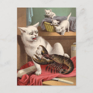Naughty cats & lobster briefkaart