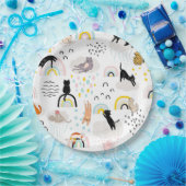 Naughty Cats met naadloze patroonregenbogen Papieren Bordje (Feest)