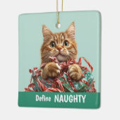 Naughty Christmas Ginger Kitten Keramisch Ornament (Links)