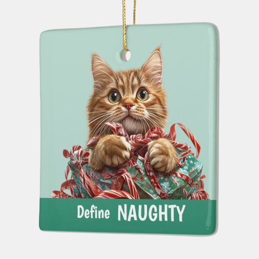 Naughty Christmas Ginger Kitten Keramisch Ornament (Links)