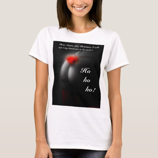 Naughty Christmas Ho Santa Joke Dames T-shirt (Voorkant)