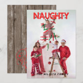 "Naughty" Christmas One-fotokaart Feestdagenkaart (Voorkant / Achterkant)