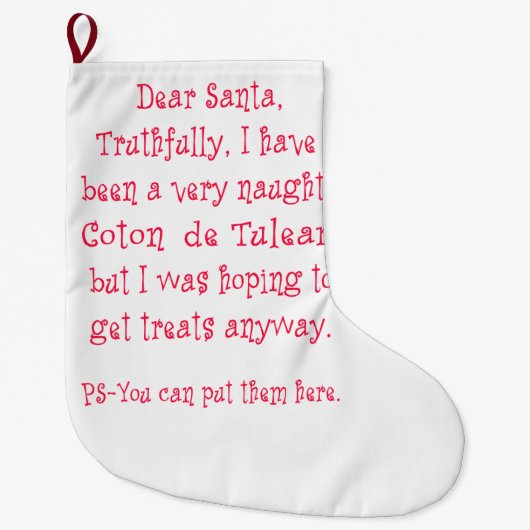 Naughty Coton de Tulear Grote Kerstsok (Voorkant)