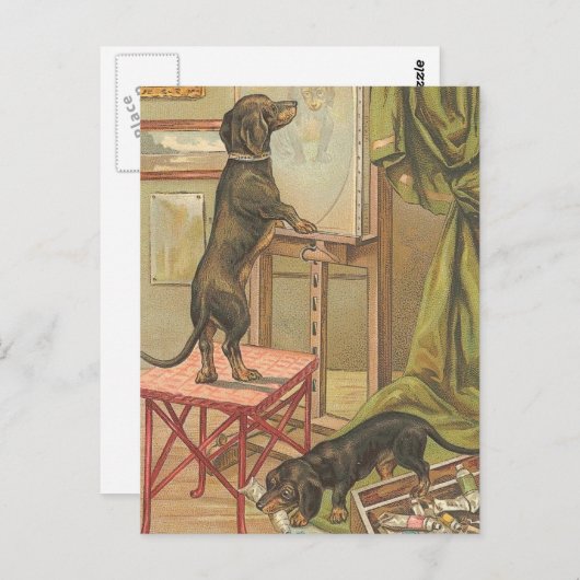 Naughty Dachshunds Briefkaart (Voorkant / Achterkant)
