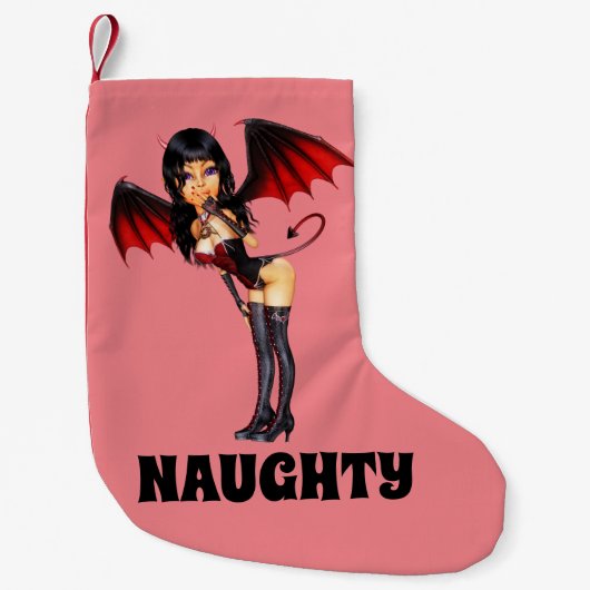 NAUGHTY DEVIL GIRL CHRISTMAS STOCKINGS KLEINE KERSTSOK (Voorkant)