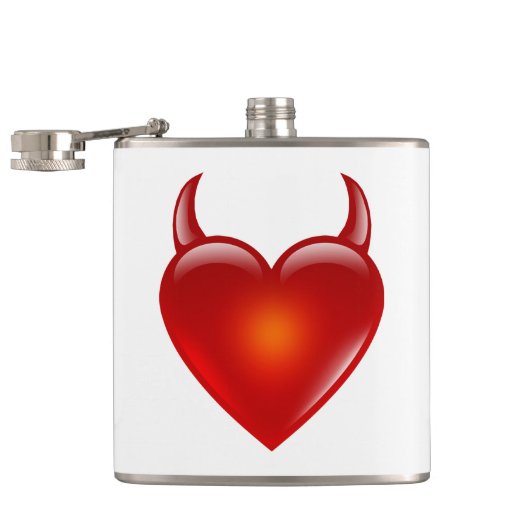Naughty Devil Heart met Horns Heupfles (Geopend)