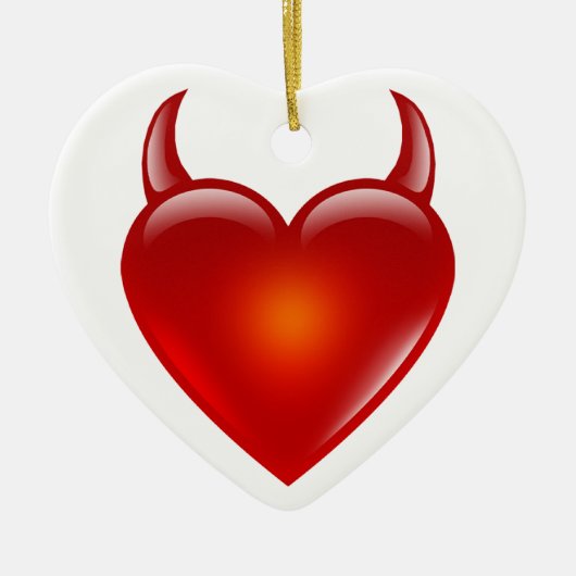 Naughty Devil Heart met Horns Keramisch Ornament (Voorkant)