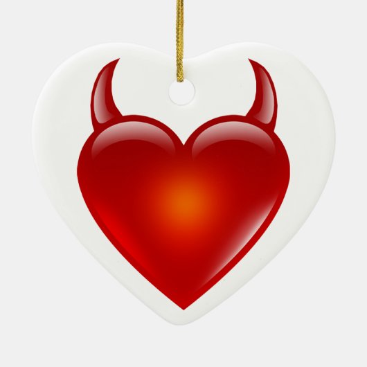 Naughty Devil Heart met Horns Keramisch Ornament (Achterkant)