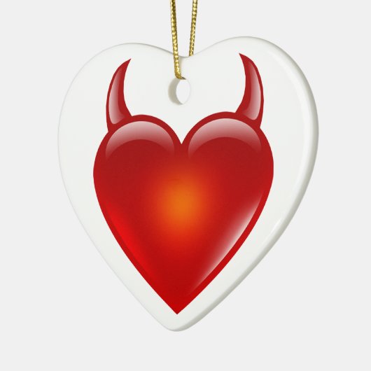 Naughty Devil Heart met Horns Keramisch Ornament (Links)