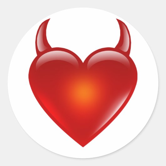 Naughty Devil Heart met Horns Ronde Sticker (Voorkant)