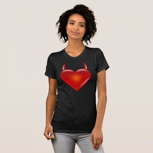 Naughty Devil Heart met Horns T-shirt (Voorkant volledig)