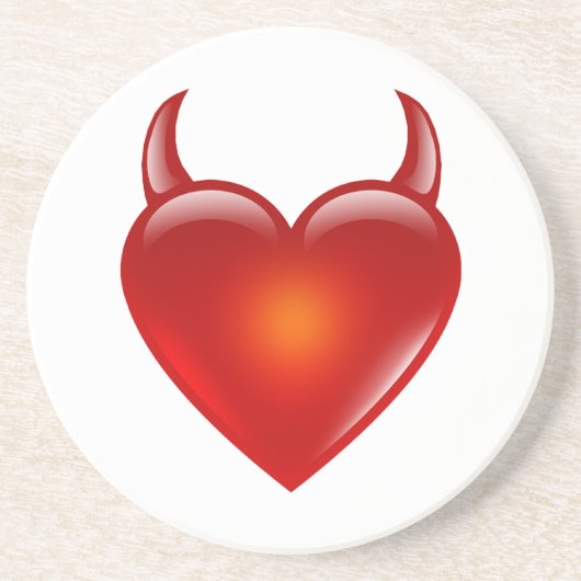 Naughty Devil Heart met Horns Zandsteen Onderzetter (Voorkant)