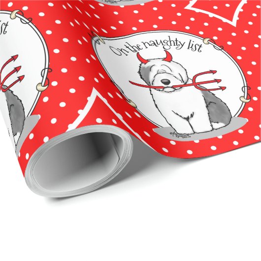 Naughty Devil Old English Sheepdog (grijs 1) Cadeaupapier (Rol Hoek)