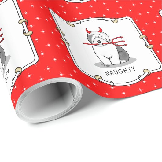 Naughty Devil Old English Sheepdog (grijs 1) Cadeaupapier (Rol Hoek)