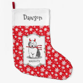 Naughty Devil Old English Sheepdog (grijs 1) Grote Kerstsok (Voorkant)