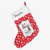 Naughty Devil Old English Sheepdog (grijs 1) Grote Kerstsok (Achterkant (Hangend))