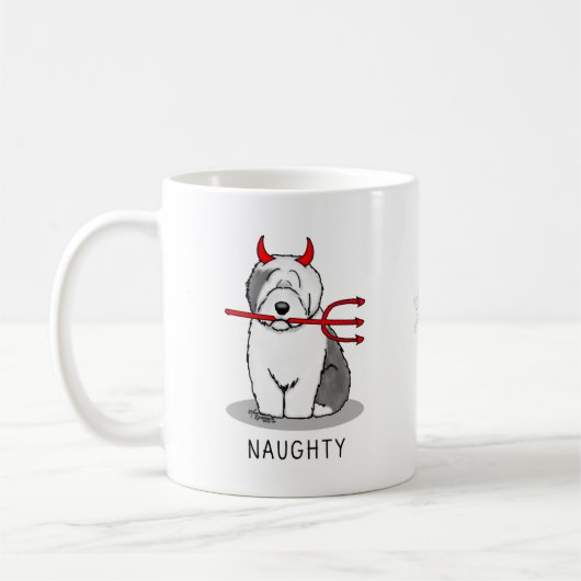 Naughty Devil Old English Sheepdog (grijs 1) Koffiemok (Links)
