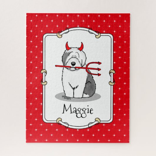 Naughty Devil Old English Sheepdog (grijs 1) Legpuzzel (Verticaal)