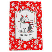 Naughty Devil Old English Sheepdog (grijs 1) Medium Cadeauzakje (Voorkant)