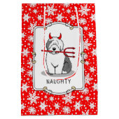 Naughty Devil Old English Sheepdog (grijs 1) Medium Cadeauzakje (Achterkant)