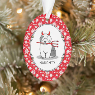 Naughty Devil Old English Sheepdog (grijs 1) Ornament