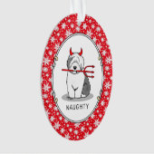 Naughty Devil Old English Sheepdog (grijs 1) Ornament (voorkant)