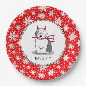 Naughty Devil Old English Sheepdog (grijs 1) Papieren Bordje (Voorkant)
