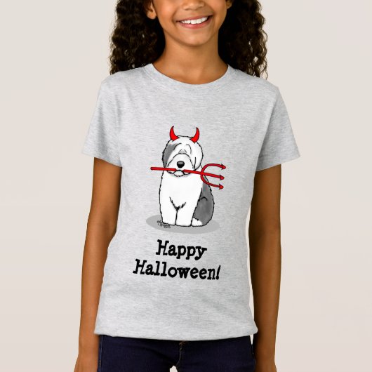 Naughty Devil Old English Sheepdog (grijs 1) T-shirt (Voorkant)