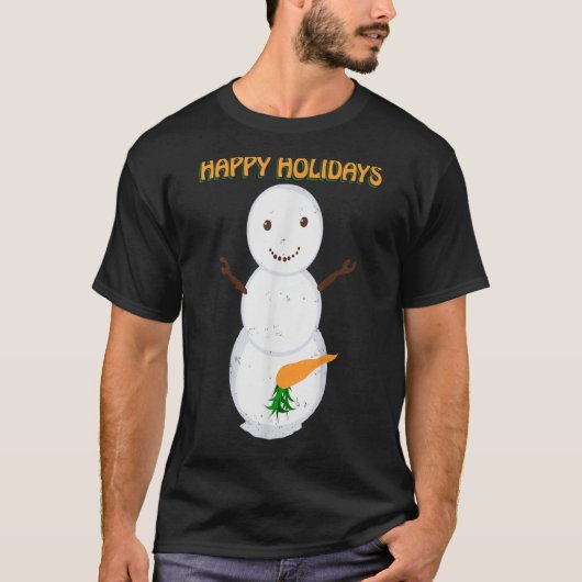 Naughty Dirty Carrot Snowman Funny Ugly Kerstmis  T-shirt (Voorkant)