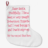 Naughty Doberman Pinscher Grote Kerstsok (Voorkant)
