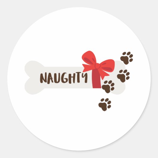 Naughty Dog Bone Ronde Sticker (Voorkant)