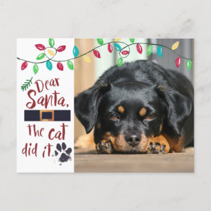 Naughty Dog Funny Dear Santa Letter Photo Feestdagenkaart