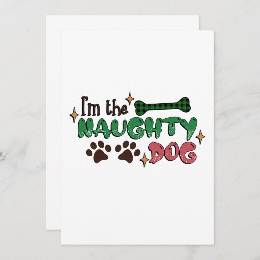 Naughty Dog Kerstmis Bedankkaart (Voorkant / Achterkant)