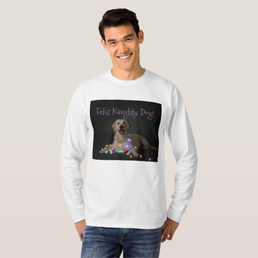 Naughty Dog-T-shirt voor Kerstmis T-shirt (Voorkant volledig)