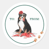 Naughty Dog Waterverf Burnese Mountain Chew Gift Ronde Sticker (Voorkant)