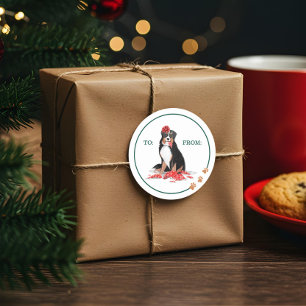 Naughty Dog Waterverf Burnese Mountain Chew Gift Ronde Sticker