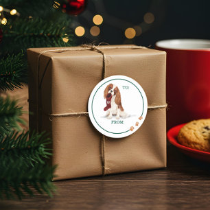 Naughty Dog Waterverf Cavalier Spaniel Stocking Ronde Sticker