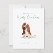 Naughty Dog Waterverf Cavalier Spaniel stoppen Feestdagenkaart (Voorkant)