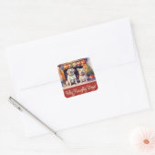 Naughty Dogs Kerst Papier servetten Vierkante Sticker (Envelop)