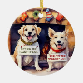 Naughty Dogs kerstversiering Keramisch Ornament