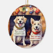 Naughty Dogs kerstversiering Keramisch Ornament (Links)
