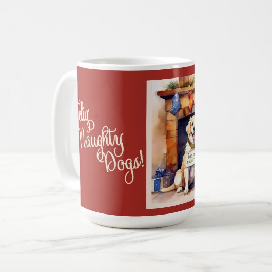 Naughty Dogs Rode Kerst Mok (Voorkant links)