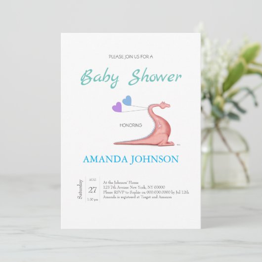 Naughty Dragon Uitnodiging (Staand voorkant)