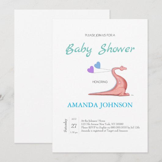 Naughty Dragon Uitnodiging (Voorkant / Achterkant)